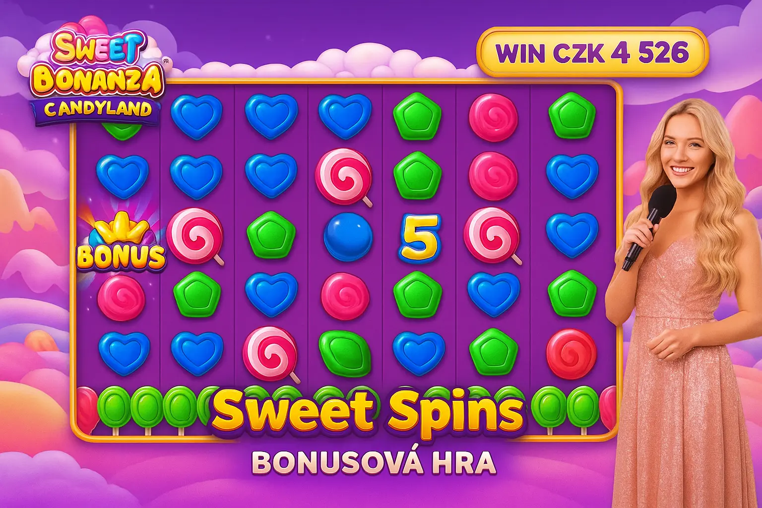 Sweet Bonanza Candyland Sweet Spins bonusová hra s multiplikátory