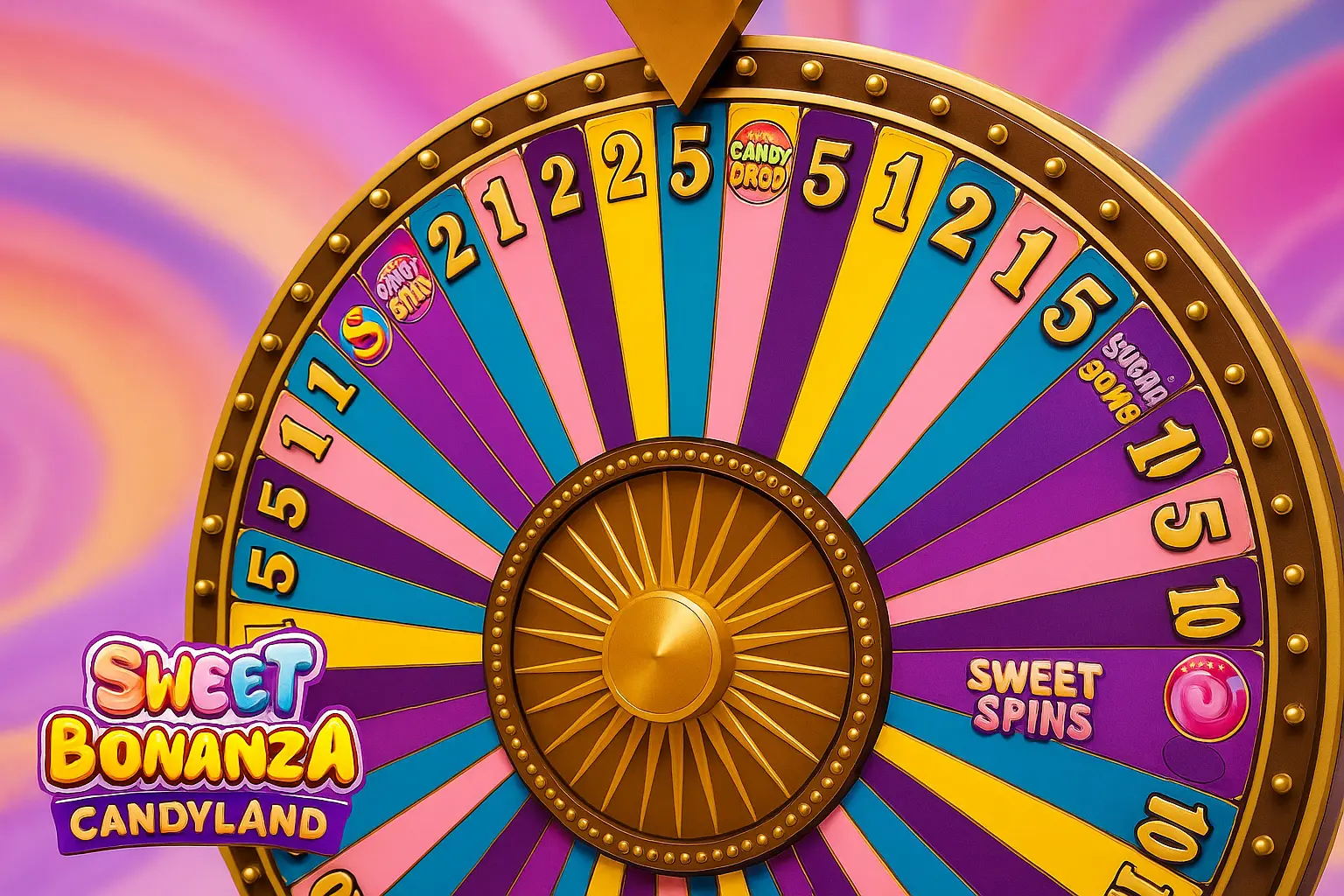 Sweet Bonanza Candyland herní kolo s 54 segmenty a multiplikátory